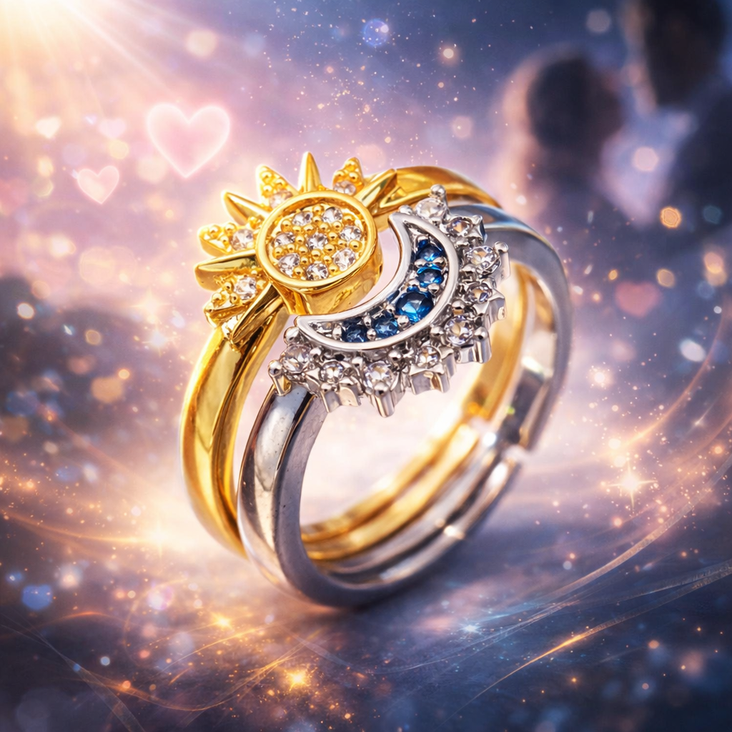 Duo sol y Luna anillos ajustables